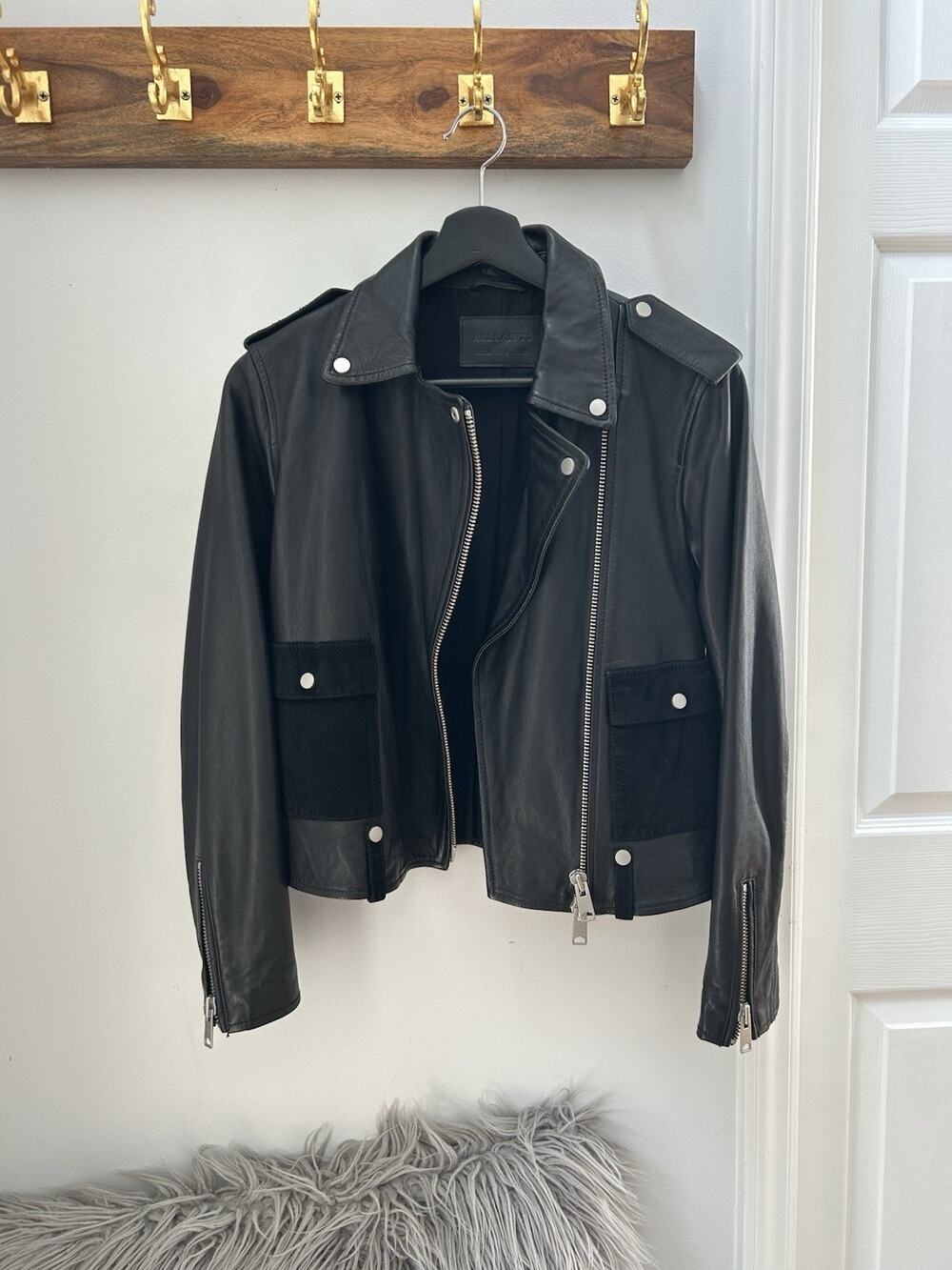 AllSaints Women’s Leather Biker Jacket Size 4